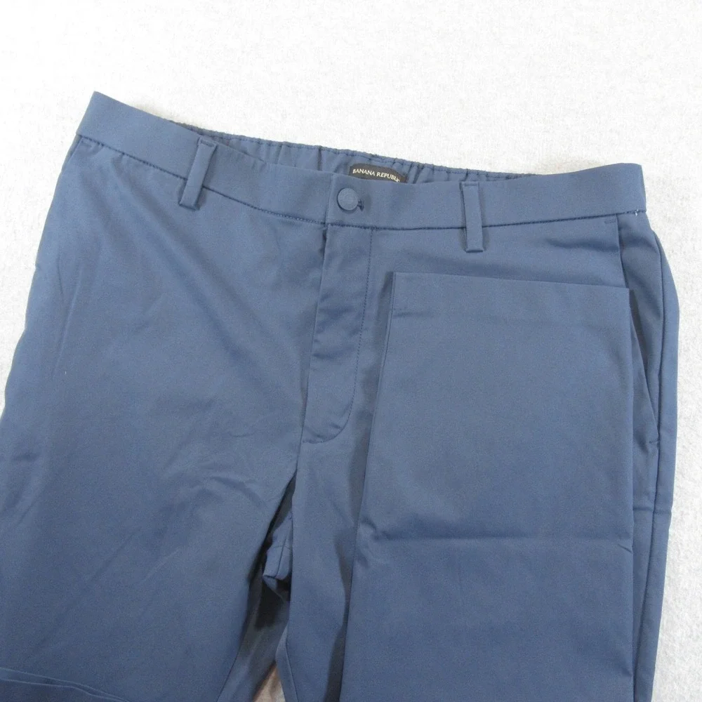 Banana Republic‎ Mens Pants 40x29 Blue Performance Elastic Waist Tapered 1951119